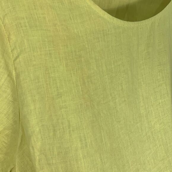 Tahari neon yellow linen tunic hi/low short sleeve tunic blouse size 2X - Picture 7 of 7
